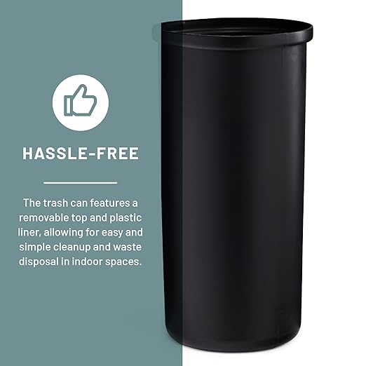 Safco Open Top Trash Can, 14 Gallon Stainless Steel Modern Garbage Can for Indoor Use, Silver