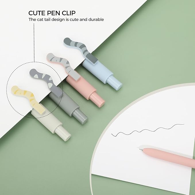 Ddaowanx Cute Cat Pens,8 Pcs 0.5mm Quick Dry Black Ink Gel Pens Fine Point Smooth Writing Pens,Cat Lover Gifts for Women Men