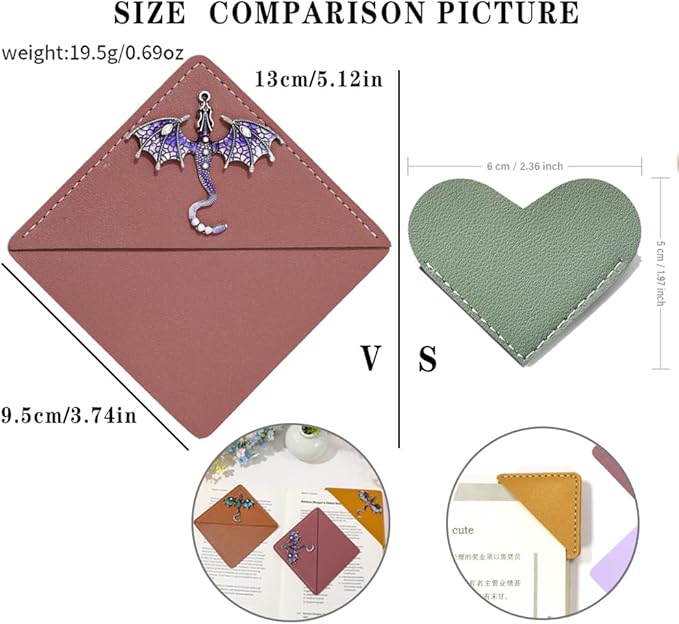 Fantasy Dragon Leather Metal Bookmark,Fourth Wing Corner Bookmarks,Book Marks for Reading Women Book Lovers Book Accessories (Dragon A)