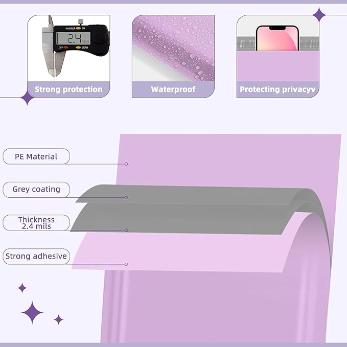 Fuxury 250 Pack 24x36" Extra Large Poly Mailers Bulk,Heavy Duty XXL Mailing Envelopes for Clothing,Strong Adhesive Self Seal Big Poly Shipping Bags for Postage Return Books Small Business(Purple)