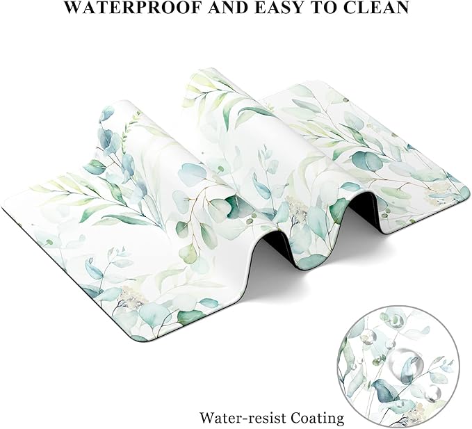 Desk Mat, 32" x 12" XXL Extended Large Gaming Mouse Pad, Desktop Decor Desk Pad, Cute Men Women Office Supplies and Accessories, XL Mouse Mat for Laptop & Keyboard, Minimalism White Flower