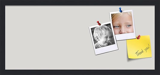 PinPix 28x12 Inch Cork Bulletin Board. This Decorative Framed Pin Board Comes with Light Stone Design and a Satin Black Frame. Ideal for Home Office Decor or Message Board (PinPix-1809)