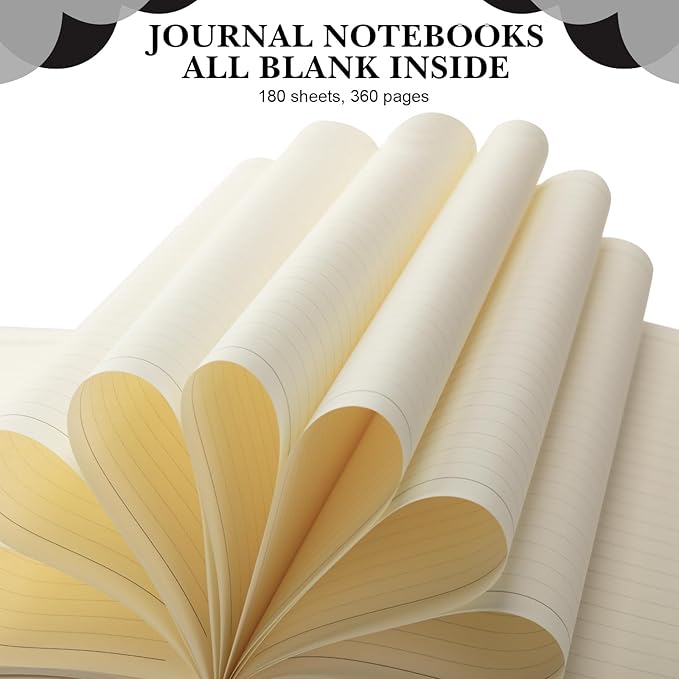 SATINIOR 5 Pack A4 Notebooks Large Journal 360 Pages Leather Softcover Hardcover Notebooks Thick Paper Lined Notepad for Office School Business Note Taking Writing, 8.5'' x 11''(Black)