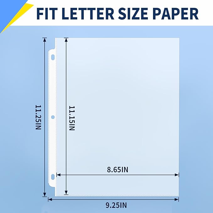 SUNEE Sheet Protectors 200 Packs for 3 Ring Binder, PVC-Free Clear Page Protectors 8.5x11 Inches Plastic Sleeves for Paper, Documents, Photos, Top Loading Binder Sleeves Letter Size