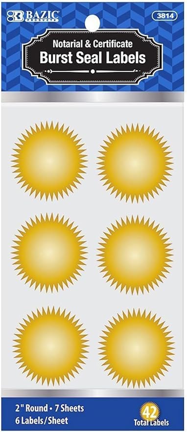 Rubber Stamp Creation MaxMark Notary Seal Round Embosser for Louisiana State - Includes Gold Burst Seal Labels (50 Count)