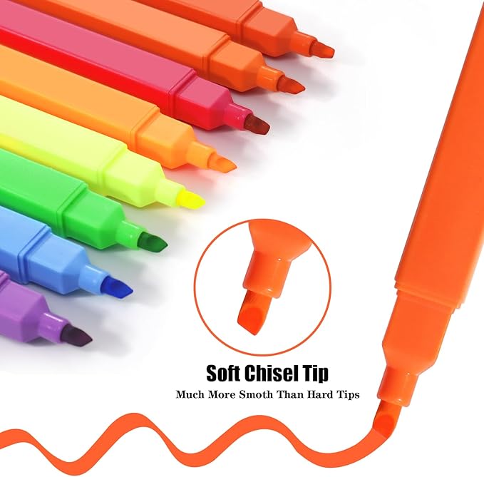 Vitoler Highlighters, 8Pcs Assorted Colors Highlighters,Soft Chisel Tip for Book,Bible Study Supplies Accessories,School Office Use, Teacher Supplies