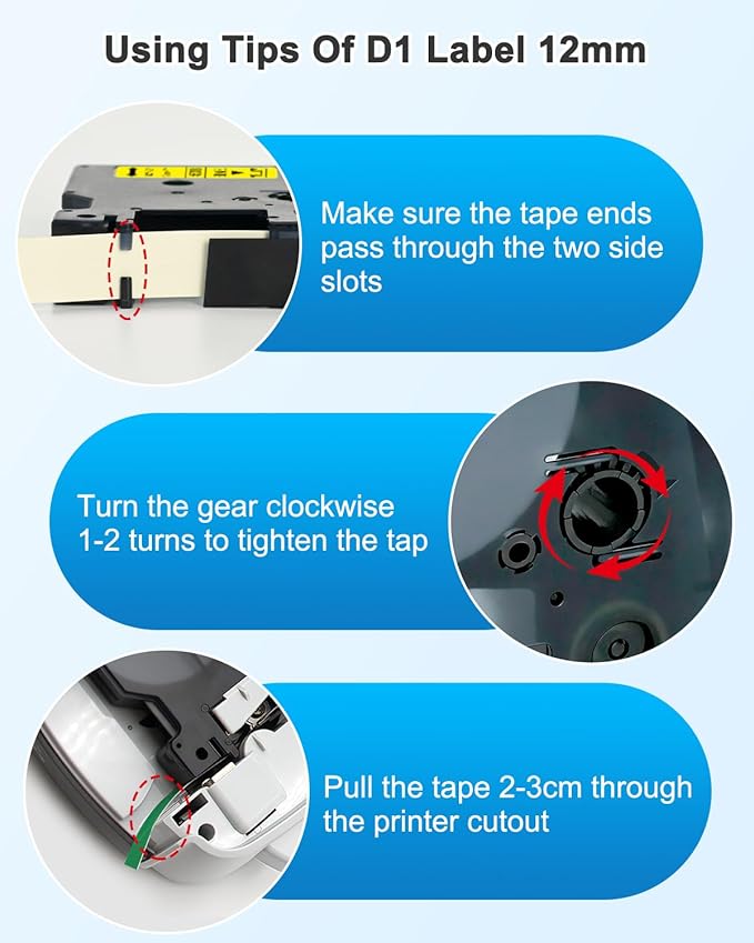 BOYEEZON 6PK Compatible for DYMO D1 12mm Color Label Tape (45013 45010 45016 45017 45018 45019) D1 12mm Refills Color Combo Set for Dymo Labelmanager 280 160 360D 450 Duo, 1/2In x 23Ft