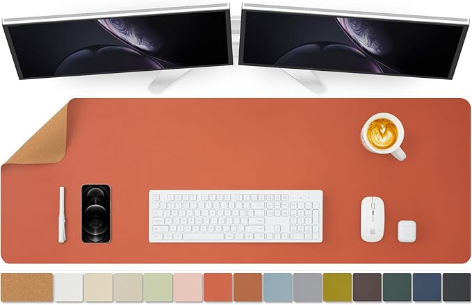 Large Cork Desk Mat - 47.2"x 17" Desk Pad for Office and Home - Ideal for Large Mouse Pad and Desk Mats on Top of Desks(Orange)