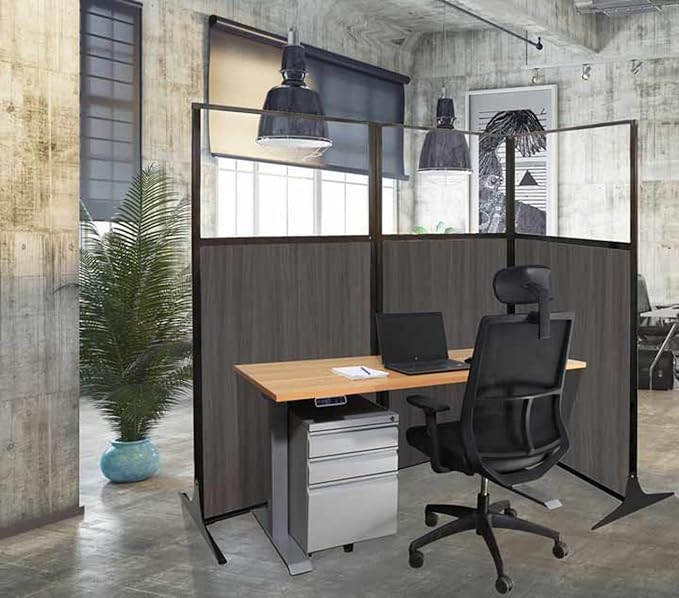 Versare Office Workstation Screen | Portable Wall Divider | Modern Cubicle | Freestanding Privacy Screen | Flexible Work Space | 1 Panel | 33" Wide x 70" Tall Beige SoundSorb Panels with Window