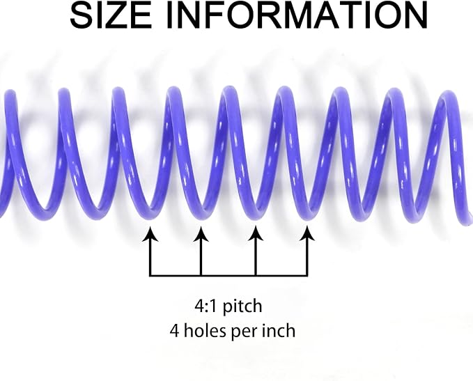 Rayson 5/8" Plastic Coil bindings Spines, 15.9mm Multicolored Spiral Binding Coil 4:1 Pitch, 140 Sheets Capacity, 100/Box for Business and Educational Purposes