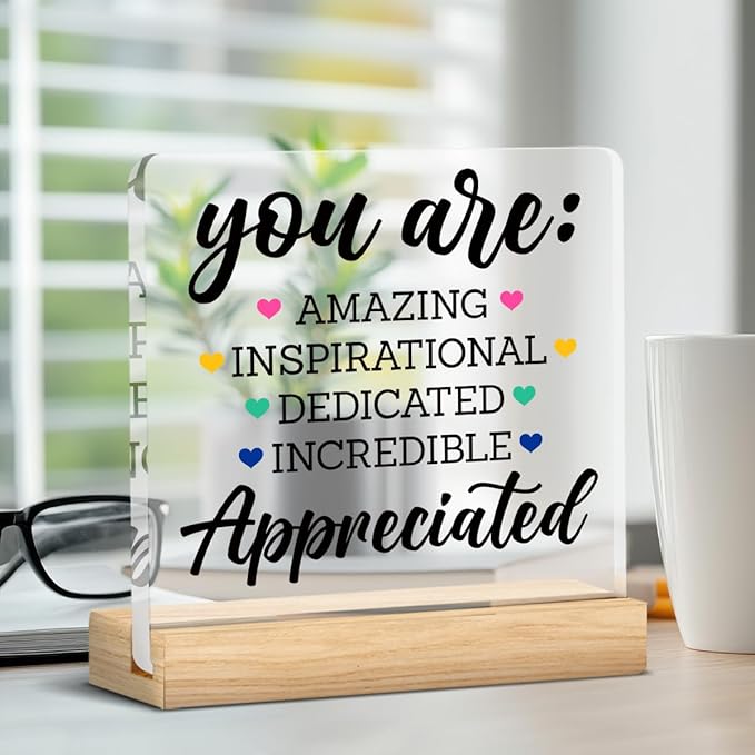 Appreciation Gifts for Men Women, Thank You Gifts for Mentor Leader Coach Boss Colleague, Acrylic Desk Sign Decor