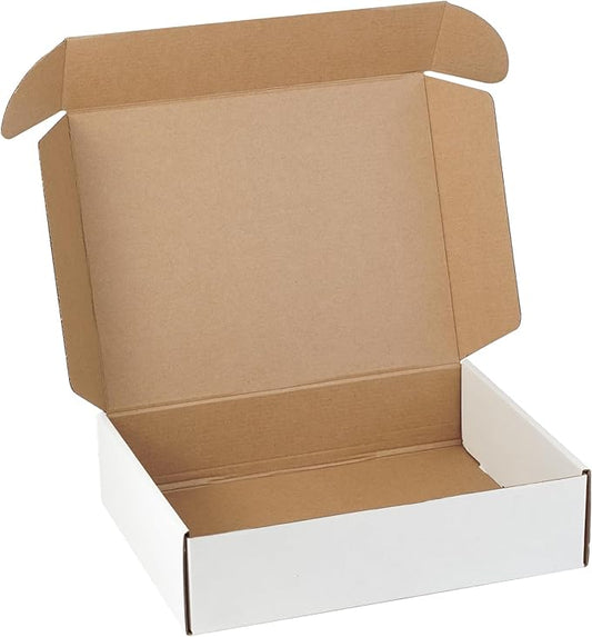 12"x9"x3" Shipping Boxes Set of 1, White Corrugated Cardboard Box Literature Mailer