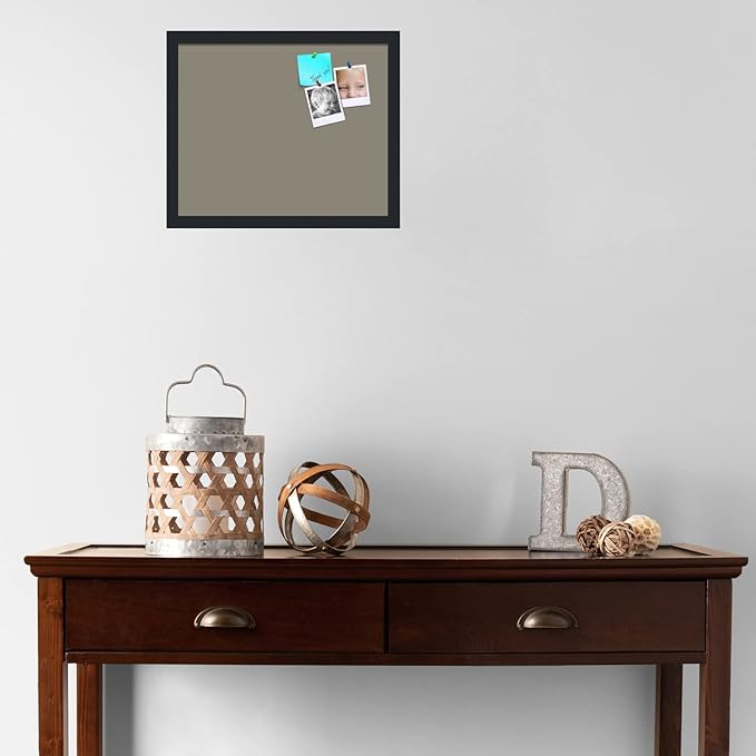 PinPix 17x14 Inch Cork Bulletin Board. This Decorative Framed Pin Board Comes with Pewter Design and a Satin Black Frame. Ideal for Home Office Decor or Message Board (PinPix-1812)