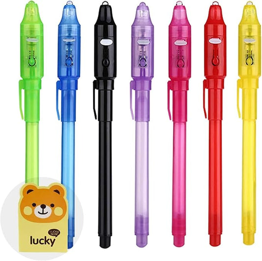 7PCS Invisible Ink Pens with UV Light Party Favors for Boys and Girls, Detective Magic Pen Disappearing Ink for Kids 8-12, Stocking Stuffers, Classroom Prizes