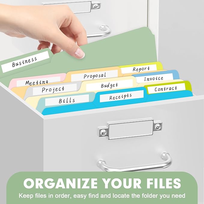 File Folder, RAZCC 150 Pack Colored File Folders, 1/3 Cut Tab File Folder Letter Size, Filing Folders with Tabs for Office School Business Use, Assorted 10 Colors