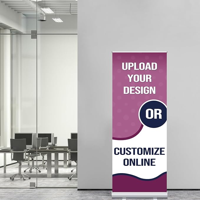 Retractable Roll Up Banner Stand - Custom Banners and Signs for Business Customize Retractable Banner Stand with Your Design Photo Text Logo (24 x 63 Inch)