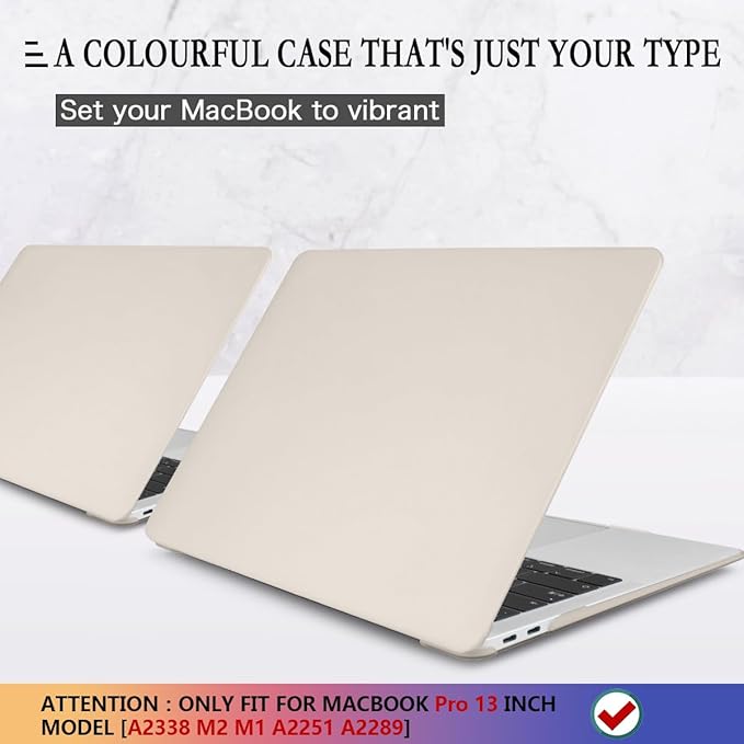 CISSOOK Beige Case for MacBook Pro 13 Inch 2023 2022 2021 2020 Release Model M2 Chip A2338 M1 A2251 A2289 Touch Bar Touch ID, Plastic Hard Shell Case with Keyboard Cover for Pro 13" 2020-2022, Stone