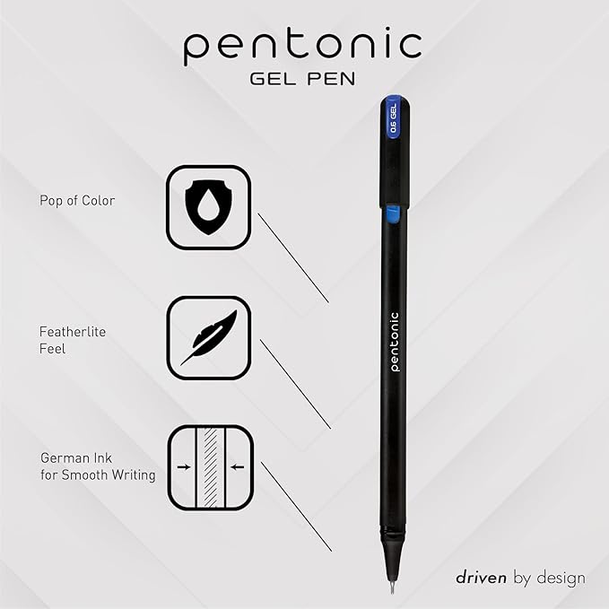 Pentonic Gel Pens, 24 Count, Assorted Colored Ink (12 Black, 8 Blue, 4 Red), 0.6 mm Fine Point, Smooth Writing For Journaling & Notetaking (1002354)