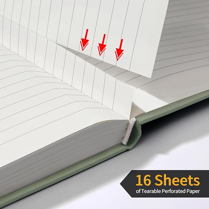 Annecy Lined Journal Notebook, Hardcover Numbered College Ruled Journal, Medium 5.5x 8.25, 160 Pages 100GSM Writing Paper, Grey Green