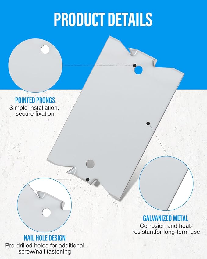 100 Pack Safety Nail Plates for Wood Studs, 2.5 x 1.5 Inch Cable Wire Protector, Metal Anti-Nail Protection with Sharp Pointed Prongs for Plumbing & Wiring Protection