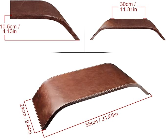 21 inch Leather Monitor Stand Riser,Desk Shelf Monitor Stand Ergonomic Height,Premium Leather Computer Stand Monitor Riser for Your Desktop,PC,Printer,Computer,Laptop