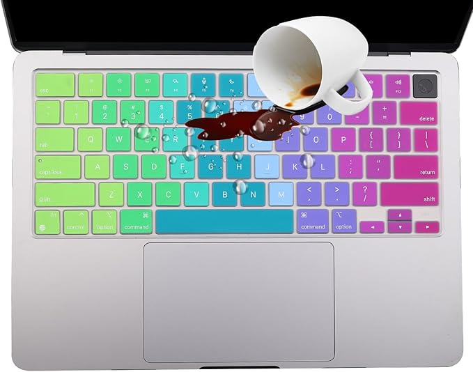 2 Pack Keyboard Cover for 2025-2021 MacBook Pro 14" 16" M5 M4 M3 M2 M1 Pro/Max, 2025-2023 MacBook Air 13" 15" M4 M3 M2, Ultra Thin Keyboard Skin for 14.2" 16.2" MacBook Pro /13.6" 15.3" US-Rainbow