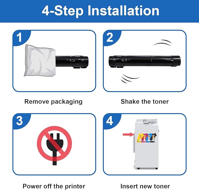 LEDES 7525 Toner Cartridge Compatible Replacement for Xerox WorkCentre 7830 7835 7845 7855 7970 7525 7530 7535 7545 7556 Printer(BK,M,C,Y)