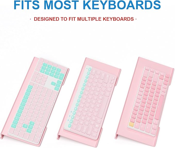 WINFFOR Comfortable Computer Keyboard Stand - Ergonomic Keyboard Riser Acrylic Tilted Keyboard Holder for Easy Typing&Working at Home Office - Fits All Keyboard Sizes - 17'' Wide (Lightpink)