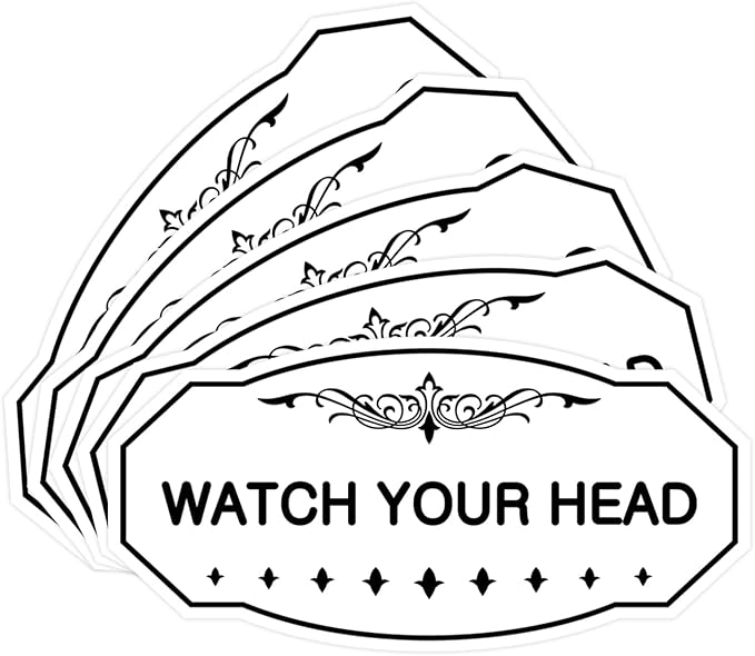 Signs ByLITA Victorian Watch Your Head Sign (White) - Small 5 Pack