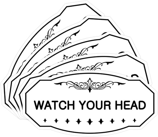 Signs ByLITA Victorian Watch Your Head Sign (White) - Small 5 Pack