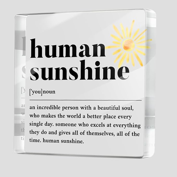 Human Sunshine Positive Affirmation Gifts for Leader Teacher Mentor Coworkers, Definition Desk Decor Acrylic Sign for Table Top Cubicle Room Office Decorative Signs