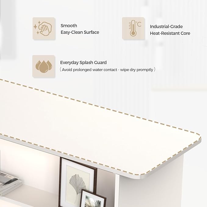 Modern Reception Desk with LED Lights - 47" Front Desk Reception Counter with Dual Display Shelves & Hidden Cable Management, Lockable Drawer & Storage Cabinet for Office, Salon, Spa, Retail, Right