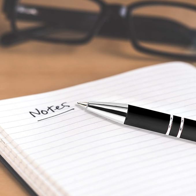 Personalized Ballpoint Pens, 100 Pcs, Custom Engraved with Name or Logo, Black Ink, Touch Tip Design, Ideal for Office, School, and Gifts