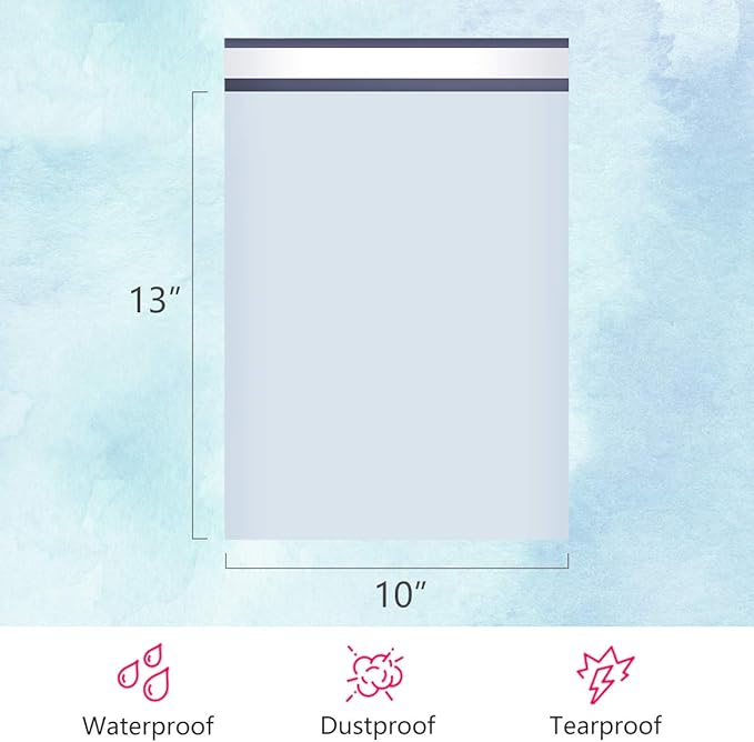 UCGOU Poly Mailers 10x13 Inch White 200 Pack Shipping Bags #4 Strong Mailing Envelopes Boutique Packaging Postal Self Seal Adhesive Waterproof and Tear Proof Small Business for Clothes Books