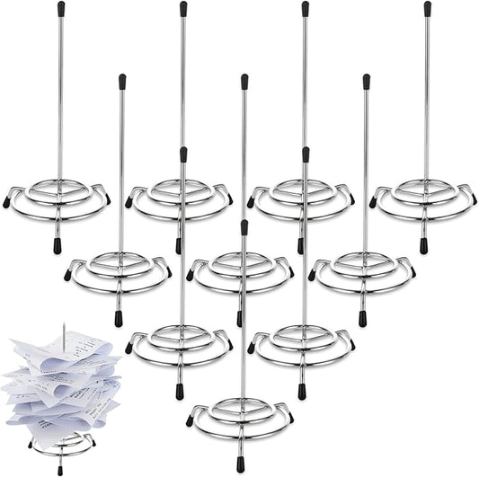 10PCS Receipt Holder Spike, 3.3x6.3 Inch Receipt Spike Ticket Stabber for Restaurant Office Home, Stainless Steel Bill Fork for Memo Food Order Paper Stand Supplies