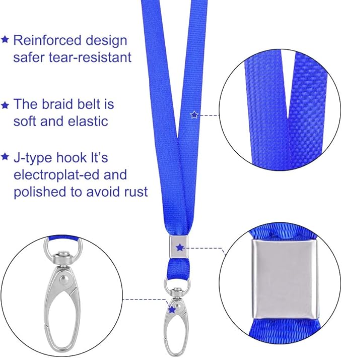 10pack Lanyards for Id Badges Holder Bulk Lanyard with Clip Swivel Hooks for Name Tag ID Badge Holder,Students, Employees (10, Blue)