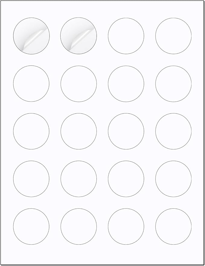 Methdic 1.5" Diameter High Visibility Printable Round Labels，Matte White，600 Customizable Blank Stickers
