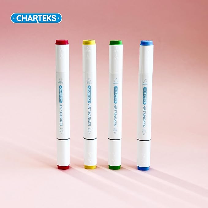 CHARTEKS 80 Colors Art Markers, Dual Tips Drawing Markers Set for Kids & Adults, No Bleed Through Coloring Marker Pens for Sketching, Bullet Journaling, Beginner Artist Supplies (Water-Based)