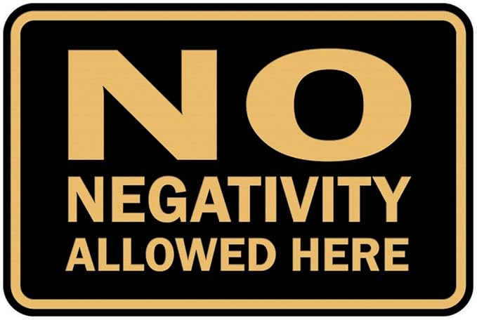 Signs ByLITA Classic Framed No Negativity Allowed Here Sign (Black Gold) - Large 5 Pack