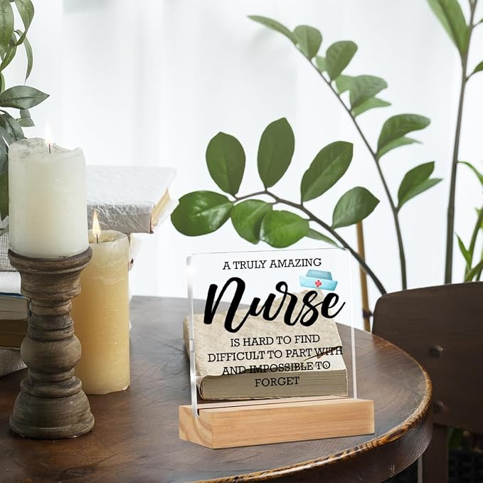 Nurse Appreciation Gift - Truly Amazing Nurse Clear Desk Decorative Sign for Retirement, Leaving, New Job - Home Office Acrylic Decor