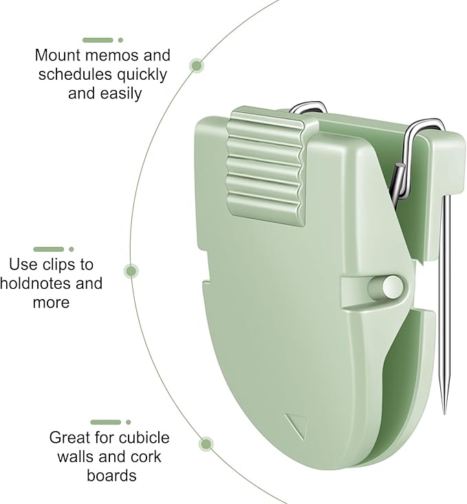 15 Pcs Cubicle Clips Fabric Panel Cubicle Accessories Fabric Partition Panel Wall Clip Office Photos Wall for Notes Memos Standard Size, 40-Sheet Capacity (Sage Green)