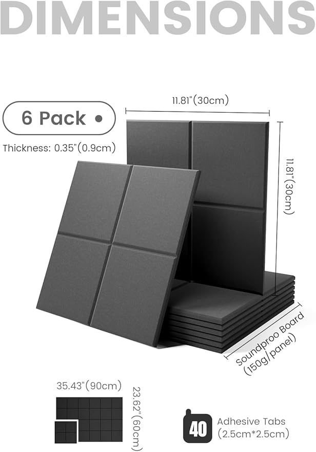 Large Felt Bulletin Board 36" x 24"Cork Board Alternative-6 Pack with 40 Safe Removable Adhesive Tabs, Cork Boards for Walls Cork Board for Home Office Classroom Pin Board-Black