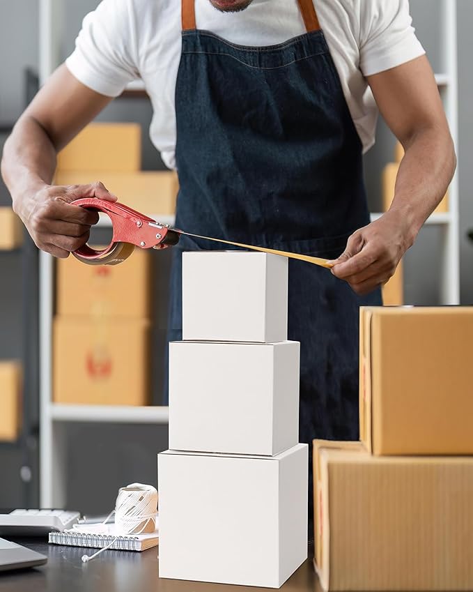 Assorted-Sizes-Shipping-Boxes-45-Pack: 4x4x4 & 5x5x5 & 6x6x6 Small-Shipping-Boxes-Mailers, White Corrugated-Cardboard-Boxes-for-Packing-Small-Business Mailing