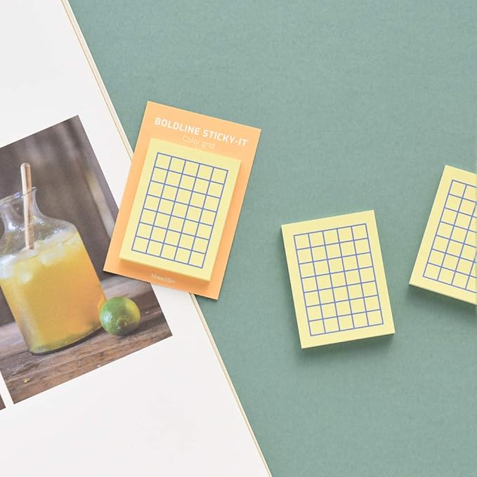 Monolike Color Boldline Sticky-It - 5p Set Self-Adhesive Memo Pad 50 Sheets
