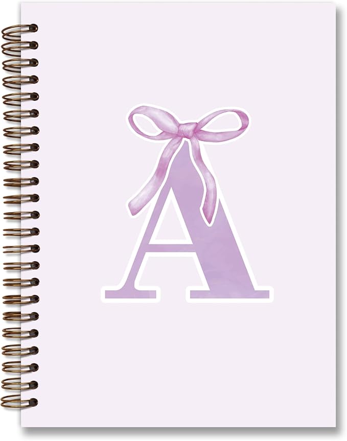 foedor Coquette Trendy Preppy Purple Bow Spiral Notebook,Initial A Journal Personalized Teen Girl Gifts,Monogrammed Gifts for Women Teen Girl,College Ruled Hardcover Spiral Notebook(purple)