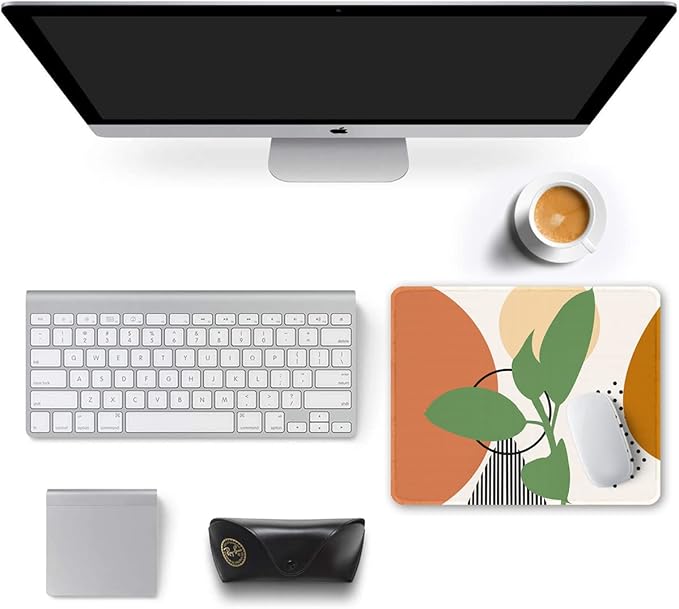 Auhoahsil Mouse Pad, 12 x 10 in Modern Abstract Art Computer Mouse Pad for Desk, Premium-Textured Non-Slip Rubber Stitched Edges Waterproof Square Mouse Mat for Gaming Work Wireless Mice, Orange