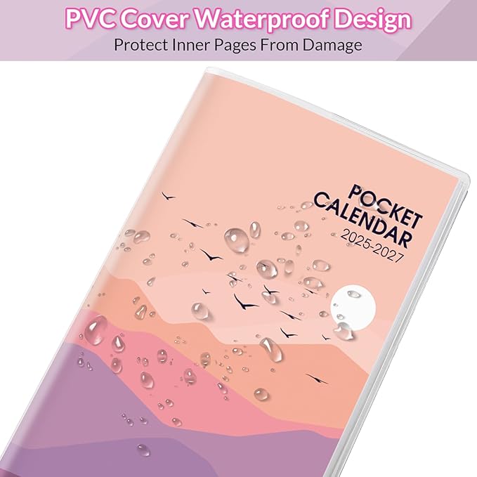 Pocket Calendar 2025-2027, Monthly Planner 2025-2027 - 3.7" x 6.7" - Runs from July 2025 Until December 2027, 2026 Pocket Calendar with PVC Cover for Organizing & Planning