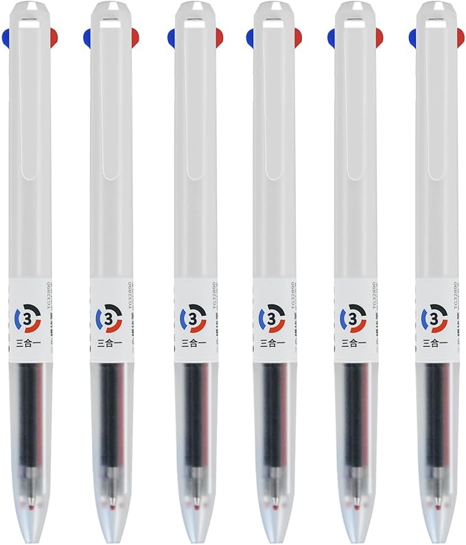 3-in-1 Retractable Gel Pens Colored - 0.5mm Fine Point Smooth Writing - Gel Ink Multicolor Gel pens for Journaling Planner, Nurse 6-count in 3 colors (Black, Red, Blue)