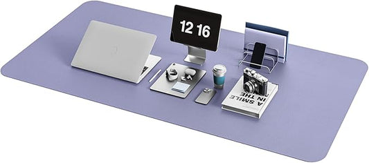 YSAGi Non-Slip Leather Desk Pad XL Size, Waterproof Laptop Computer Desk Keyboard Mat, Table Protector Blotter Mat, Large Mouse Pad for Office/Work/Home/Decor(Lavender, 47.2" x 23.6")-No Band