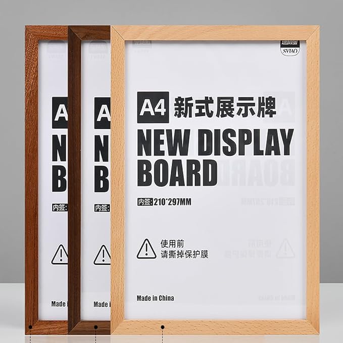 Wall Mount Acrylic Sign Holder Self Adhesive Magnetic Display Frame Clear Document Frame for Office, Store, School, Home, Wall Picture Frame (Walnut A3 297×420mm/11.69×16.54inches)